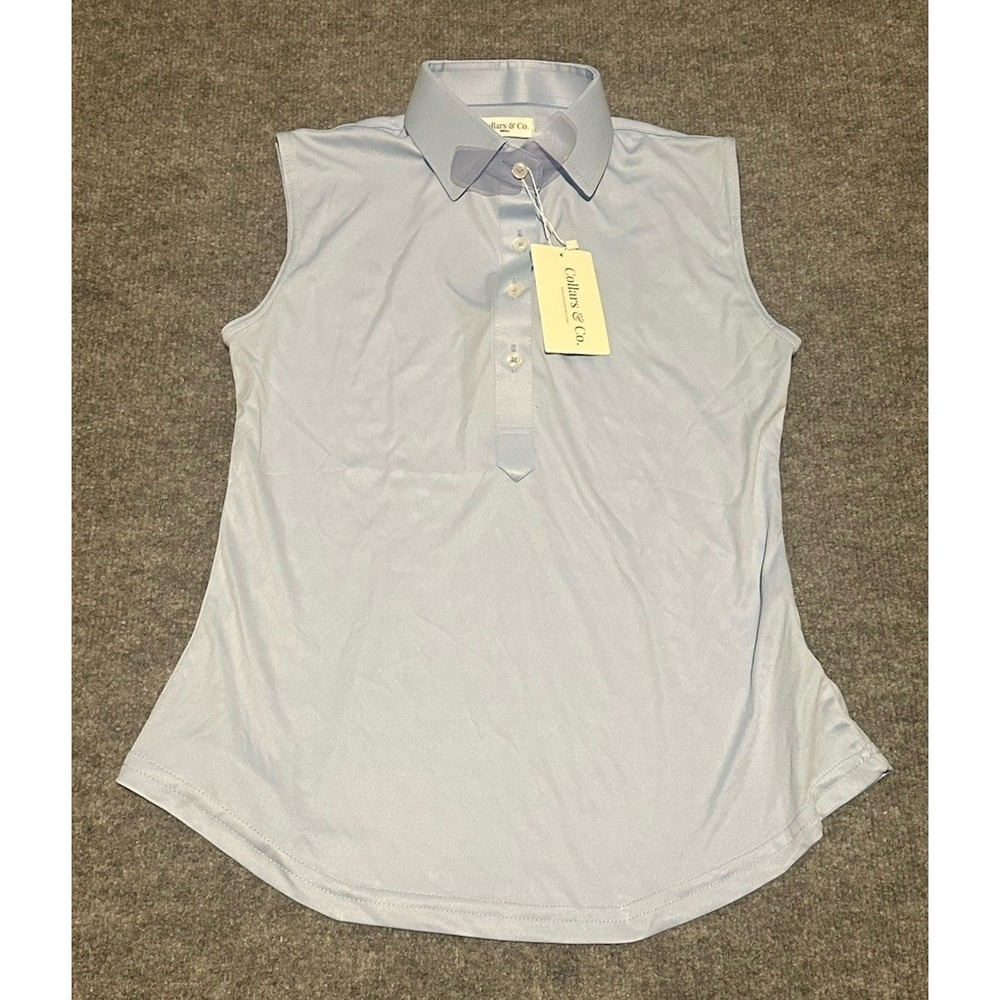 Collars & Co Women's S Light Blue Dress Collar Sleeveless Tank Top Wicking NWT
